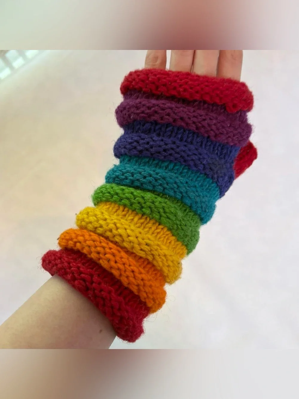 Wool Rainbow Striped Gloves